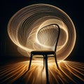 Slow Shutter Light Trails Chair A chair with light trails swirli