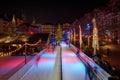 Night scenery at ice rink with people enjoy ice skating at Heumarkt, famous Christmas market square in KÃÂ¶ln.