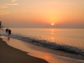 Slow shutter seascape view and beautiful sunrise