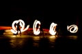 Slow shutter speed of fire show.