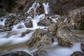 Slow shutter speed shot of Gordale Beck with Gordale Scar in the background,Malham, Royalty Free Stock Photo