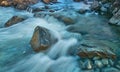 Slow shutter water stream and through rocks Royalty Free Stock Photo