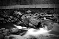 Slow Shutter Waterfall Photography with a Wooden Bridge in the Great Smokey Mountains. Royalty Free Stock Photo
