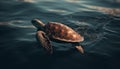 Slow swimming sea turtle, a beauty in nature underwater world generated by AI Royalty Free Stock Photo