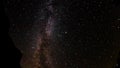 Slow time-lapse of the meteor shower perseids in the moving milky way across the night sky