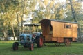 tractor with wooden wagon