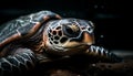 A slow, underwater turtle swims in the blue sea generated by AI