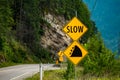 Slow, Watch for fallen rock roads signs