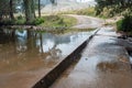 Slow water flow on a ford crossing at a river in australia Royalty Free Stock Photo