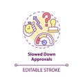 Slowed down approvals concept icon