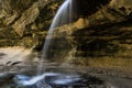 A slower shutter speed creates a smooth small waterfall