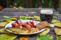 Slowly roasted deboned smoked pork knuckle with dark beer. Royalty Free Stock Photo