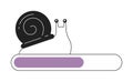 Slowly snail with spiral shell outline loading bar vector illustration
