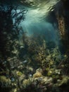 The slowmoving murky waters hide a magical world of underwater life.. AI generation Royalty Free Stock Photo