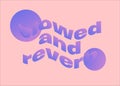 Flat Purple \'Slowed and Reverb\' Typography in lovercase, with two gradient circles, on peach Background Royalty Free Stock Photo