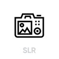 SLR Camera icon. Simple element illustration. Editable Vector Outline Royalty Free Stock Photo