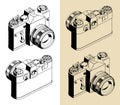 SLR camera isometric illustrations