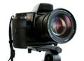 SLR Camera on tripod Royalty Free Stock Photo