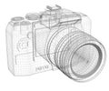 SLR camera. Wire frame Royalty Free Stock Photo