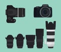 Slr dslr camera collection with lens