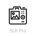 SLR Pro icon. Editable Vector Outline. Royalty Free Stock Photo