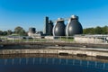 Sludge digestion tanks Royalty Free Stock Photo