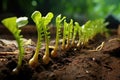 slugs damaging a row of seedlings