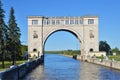 Sluice gates on the river Volga Royalty Free Stock Photo