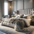 Slumber in style: luxurious bedroom interior with plush textiles