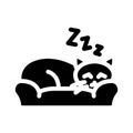 slumbering cat sleep night glyph icon vector illustration Royalty Free Stock Photo