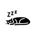 slumbering cat sleep night glyph icon vector illustration Royalty Free Stock Photo