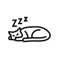 slumbering cat sleep night line icon vector illustration Royalty Free Stock Photo