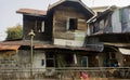 Slums house poor ramshakle of Southeast Asia along the Klong River. Thailand, Bangkok photo.