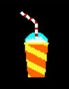 Slurpee Soda in glass with straw isolated pixel art 8 bit Royalty Free Stock Photo