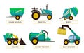 Slurry Tanker and Loader Set Vector Illustration