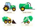 Slurry Tanker and Tractor Set Vector Illustration Royalty Free Stock Photo
