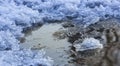 slush with puddles and wet snow in the winter close up Royalty Free Stock Photo