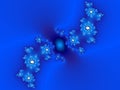 Blue stars bright vivid flowery galaxy fractal phosphorescent shapes pattern, lines abstract texture and design Royalty Free Stock Photo