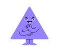 Sly cunning geometric shape. Funny cute sneaky character plotting, scheming, planning. Devious geometry figure