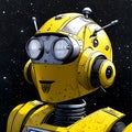 Sly yellow android robot Royalty Free Stock Photo
