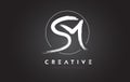 SM Brush Letter Logo Design. Artistic Handwritten Letters Logo C Royalty Free Stock Photo