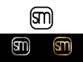SM Initial box shape Gold color later Logo Design