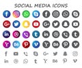 Social media logo icon set vector. Facebook YouTube viber skype google plus twitter snap chat Instagram LinkedIn etc.