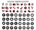 Popular Social media icons rounded thin flat vector design with brown, black and gray colors .