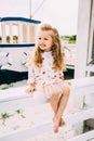 Smailing little girl enjoying sailing on a luxury yacht Royalty Free Stock Photo