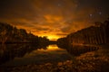 Smal Lake in Autumn by Night