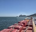 A smal life raft floating on the sea Royalty Free Stock Photo