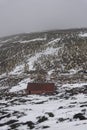 A small abandoned Corrugated Tin mountain Bothy high up on the slopes of the Glenshee Ski Area.