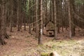 The small abandoned wooden house, located on the edge of a forest. The house is damaged. Czech Republic Royalty Free Stock Photo