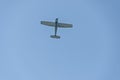 Small aeroplane flying on blue sky background over Sredna Gora mountain Royalty Free Stock Photo